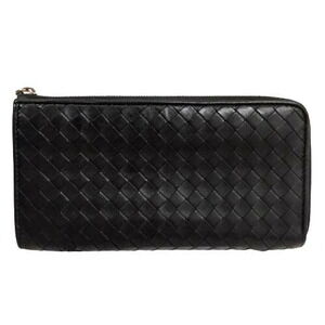 Bottega Veneta zipper wallet black L long